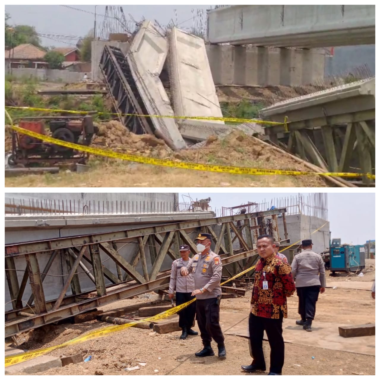 foto: Proyek jembatan di Cikarang Timur ambruk